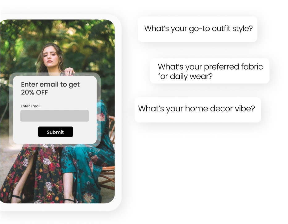 Quiz feature poster showing question icons and interactive choice bubbles