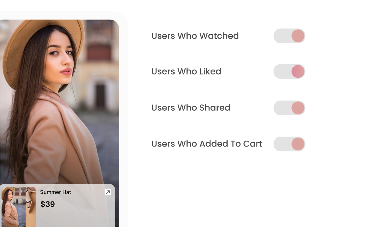 Smart retargeting poster with arrows and dynamic product icons looping back